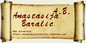 Anastasija Baralić vizit kartica